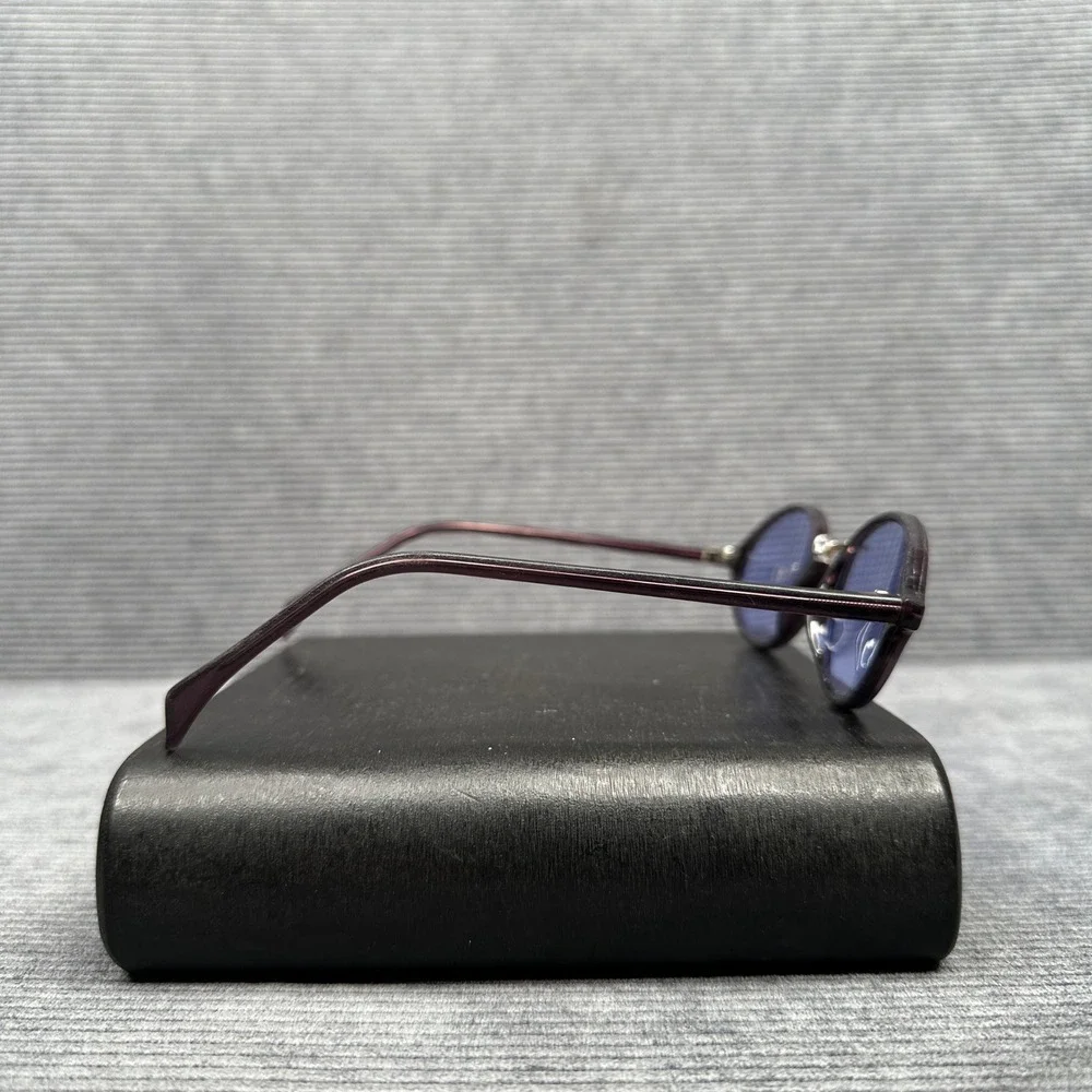 Revlon Vintage Oval Sunglasses Purple Burgundy Frame Blue Tint Lenses Retro 90s
